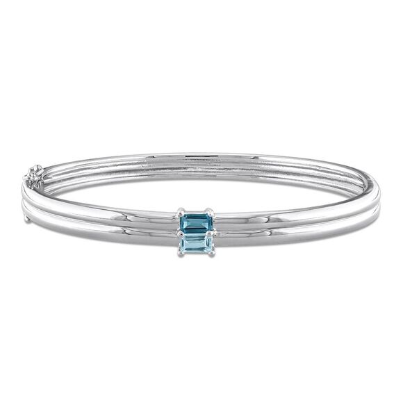 4/5 Carat (ctw) London Blue Topaz Bangle Bracelet in Sterling Silver - Picture 1 of 5
